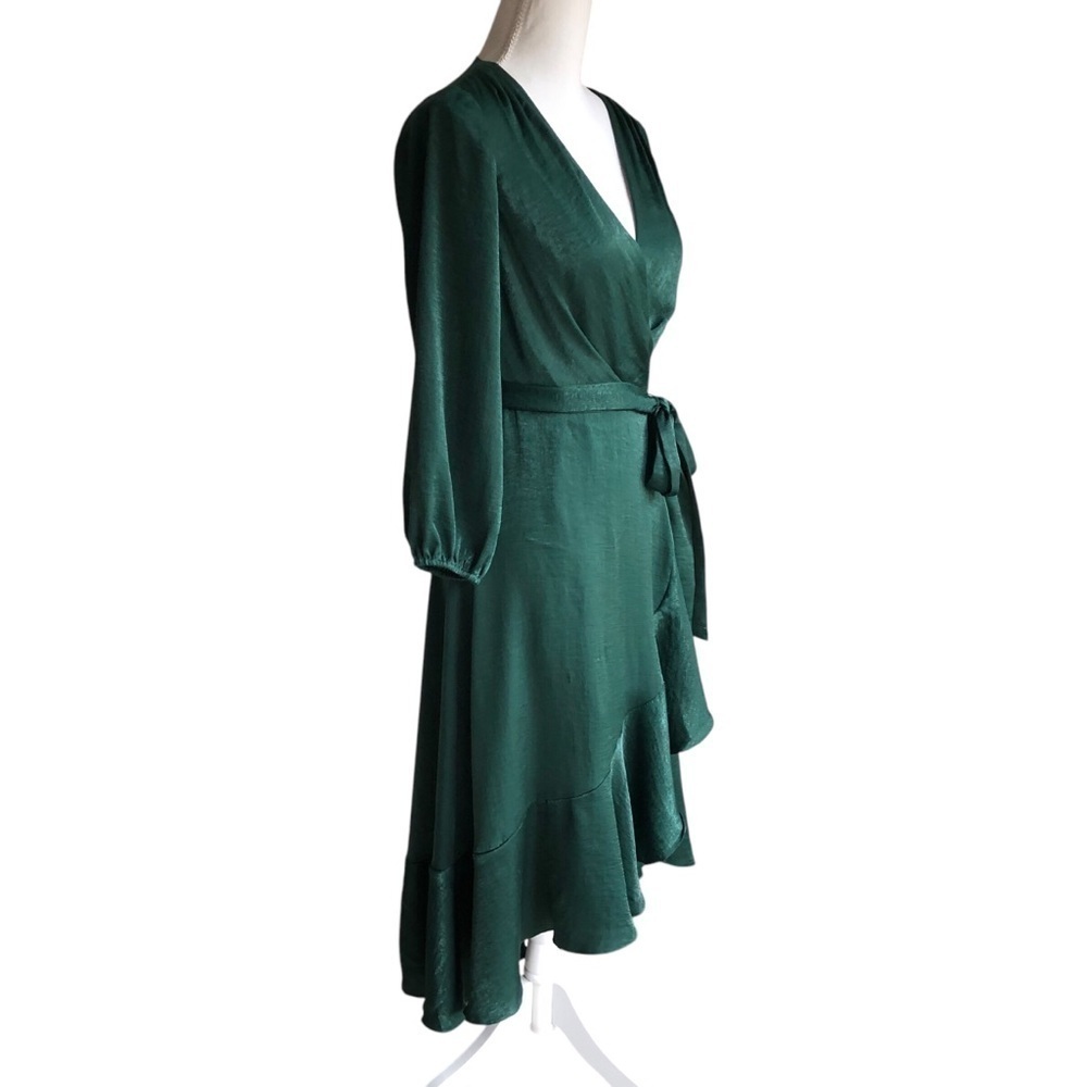 Gal Meets Glam Jennifer Wrap Midi Dress Green Size 00 - Picture 4 of 10